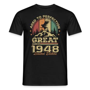 Jahrgang 1948 Geburtstag - 1948 Retro Geschenkidee - Männer T-Shirt - Schwarz - Vorne - AI Model Male 178 light (178cm)