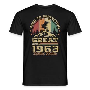 Jahrgang 1963 Geburtstag - 1963 Retro Geschenkidee - Männer T-Shirt - Schwarz - Vorne - AI Model Male 178 light (178cm)