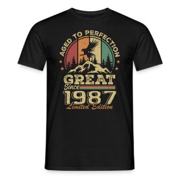 Jahrgang 1987 Geburtstag - 1987 Retro Geschenkidee - Männer T-Shirt - Schwarz - Vorne - AI Model Male 178 light (178cm)