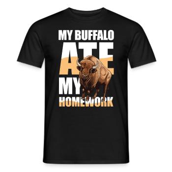 My Buffalo Ate My Homework - Männer T-Shirt - Schwarz - Vorne - AI Model Male 178 light (178cm)