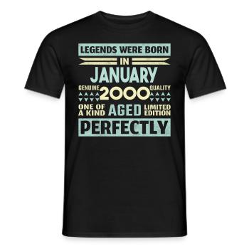 24th Birthday January Vintage 2000 Gift Idea - Men's T-Shirt - black - Front - AI Model Male 178 light (178cm)