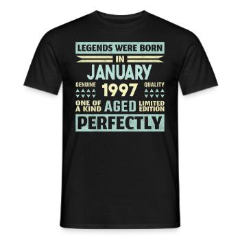 27ème anniversaire Janvier Vintage 1997 Idée cadeau - T-shirt homme - noir - Devant - AI Model Male 178 light (178cm)