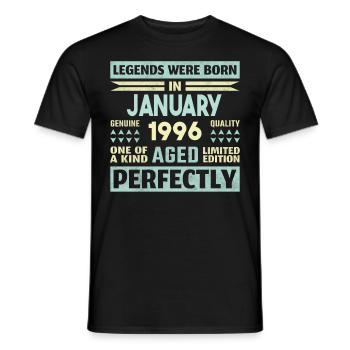 28e anniversaire janvier Vintage 1996 idée cadeau - T-shirt homme - noir - Devant - AI Model Male 178 light (178cm)