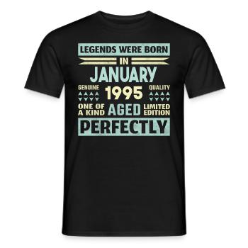 29th Birthday January Vintage 1995 Gift Idea - Men's T-Shirt - black - Front - AI Model Male 178 light (178cm)