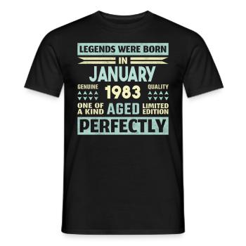 41st Birthday January Vintage 1983 Gift Idea - Men's T-Shirt - black - Front - AI Model Male 178 light (178cm)