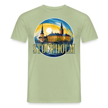 Stockholm Suède vacances Suède vacances vacances - T-shirt homme - vert sauge - Devant - AI Model Male 178 light (178cm)