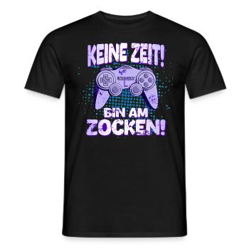 Keine Zeit, bin am Zocken! Gaming Konsole PS Zocke - Männer T-Shirt - Schwarz - Vorne - AI Model Male 178 light (178cm)