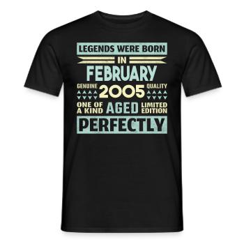 19e anniversaire février Vintage 2005 idée cadeau - T-shirt homme - noir - Devant - AI Model Male 178 light (178cm)