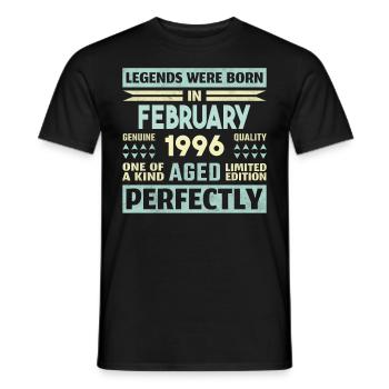 28th Birthday FEBRUARY Vintage 1996 Gift Idea - Men's T-Shirt - black - Front - AI Model Male 178 light (178cm)