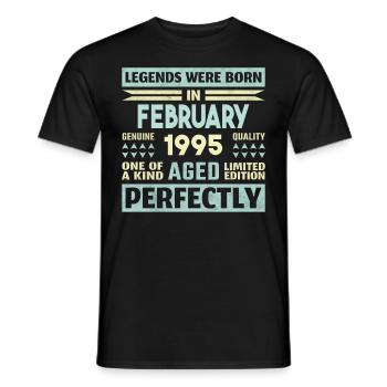 29th Birthday FEBRUARY Vintage 1995 Gift Idea - Men's T-Shirt - black - Front - AI Model Male 178 light (178cm)