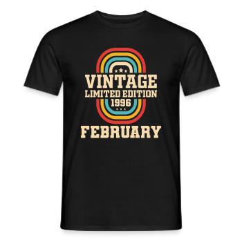 28th Birthday FEBRUARY Vintage 1996 Gift Idea - Men's T-Shirt - black - Front - AI Model Male 178 light (178cm)