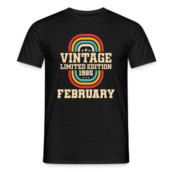 39th Birthday FEBRUARY Vintage 1985 Gift Idea - Men's T-Shirt - black - Front - AI Model Male 178 light (178cm)
