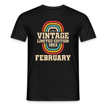 71. Geburtstag FEBRUAR Jahrgang 1953 Geschenkidee - Männer T-Shirt - Schwarz - Vorne - AI Model Male 178 light (178cm)