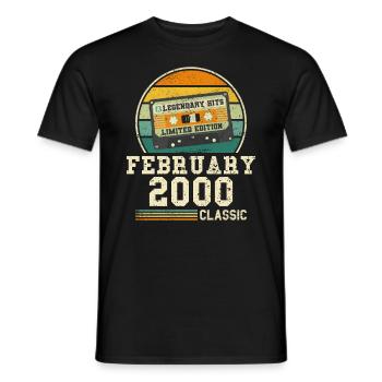 24th Birthday FEBRUARY Vintage 2000 Gift Idea - Men's T-Shirt - black - Front - AI Model Male 178 light (178cm)