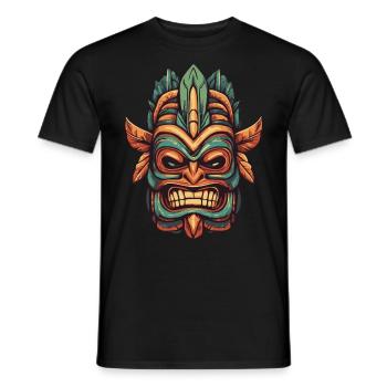 Masque Tiki - T-shirt homme - noir - Devant - AI Model Male 178 light (178cm)