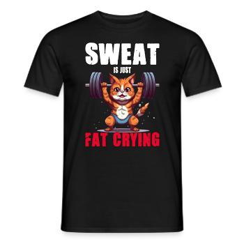 Lustige Katze Workout Sweat Is Just Fat Crying - Männer T-Shirt - Schwarz - Vorne - AI Model Male 178 light (178cm)