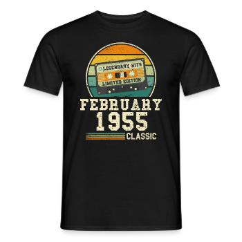 69th Birthday FEBRUARY Vintage 1955 Gift Idea - Men's T-Shirt - black - Front - AI Model Male 178 light (178cm)