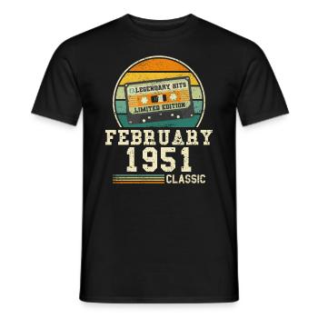 73. Geburtstag FEBRUAR Jahrgang 1951 Geschenkidee - Männer T-Shirt - Schwarz - Vorne - AI Model Male 178 light (178cm)