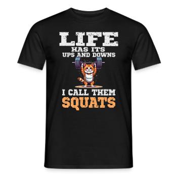 Lustige Katze Squat Gym Workout Fitness für - Männer T-Shirt - Schwarz - Vorne - AI Model Male 178 light (178cm)