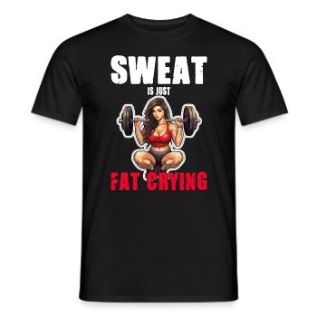 Lustige Katze Workout Sweat Is Just Fat Crying - Männer T-Shirt - Schwarz - Vorne - AI Model Male 178 light (178cm)