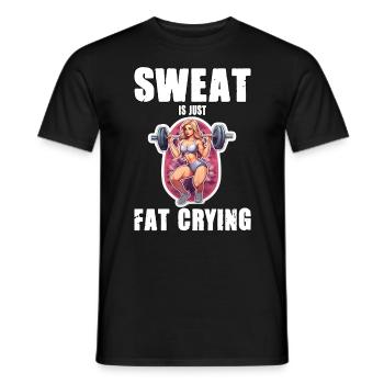 Lustige Katze Workout Sweat Is Just Fat Crying - Männer T-Shirt - Schwarz - Vorne - AI Model Male 178 light (178cm)