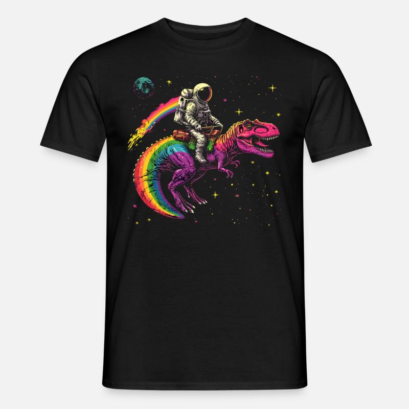 Astronaut reitet T-Rex Dinosaurier - Männer T-Shirt - Schwarz