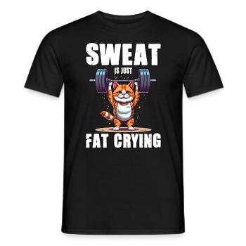 Lustige Katze Workout Sweat Is Just Fat Crying - Männer T-Shirt - Schwarz - Vorne - AI Model Male 178 light (178cm)