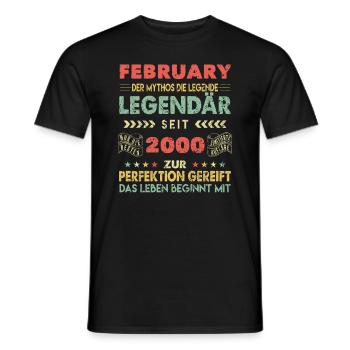 24. Geburtstag FEBRUAR Jahrgang 2000 Geschenkidee - Männer T-Shirt - Schwarz - Vorne - AI Model Male 178 light (178cm)