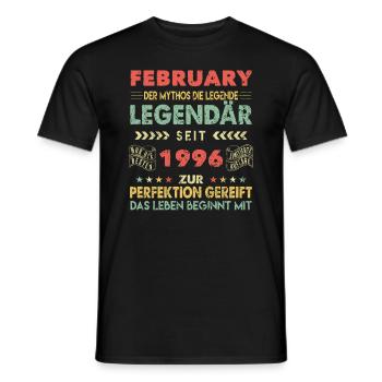 28th Birthday FEBRUARY Vintage 1996 Gift Idea - Men's T-Shirt - black - Front - AI Model Male 178 light (178cm)