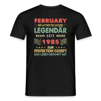 39. Geburtstag FEBRUAR Jahrgang 1985 Geschenkidee - Männer T-Shirt - Schwarz - Vorne - AI Model Male 178 light (178cm)