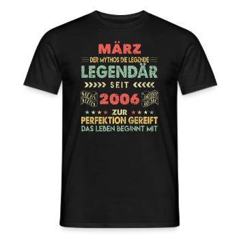 18th Birthday March Vintage 2006 Gift Idea - Men's T-Shirt - black - Front - AI Model Male 178 light (178cm)