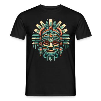 Aztekische Krieger Maske Maya Kultur Antike - Männer T-Shirt - Schwarz - Vorne - AI Model Male 178 light (178cm)