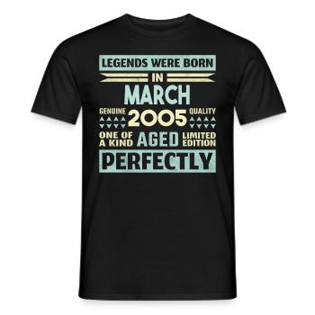 19th Birthday March Vintage 2005 Gift Idea - Men's T-Shirt - black - Front - AI Model Male 178 light (178cm)