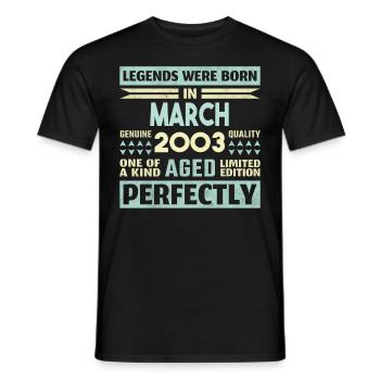 21e anniversaire mars Vintage 2003 idée cadeau - T-shirt homme - noir - Devant - AI Model Male 178 light (178cm)
