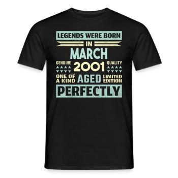 23. Geburtstag März Jahrgang 2001 Geschenkidee - Männer T-Shirt - Schwarz - Vorne - AI Model Male 178 light (178cm)
