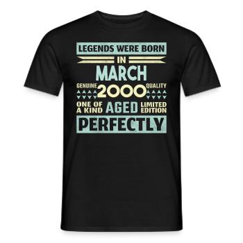24th Birthday March Vintage 2000 Gift Idea - Men's T-Shirt - black - Front - AI Model Male 178 light (178cm)