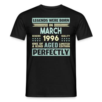 28th Birthday March Vintage 1996 Gift Idea - Men's T-Shirt - black - Front - AI Model Male 178 light (178cm)