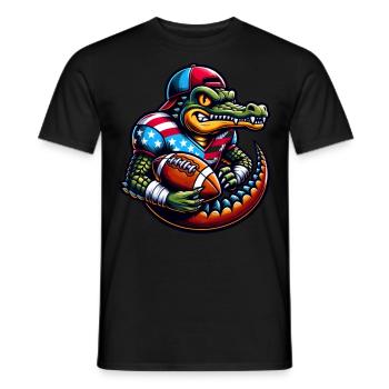Football Alligator Quarterback - Männer T-Shirt - Schwarz - Vorne - AI Model Male 178 light (178cm)