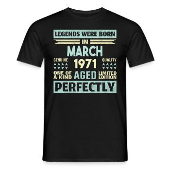 53. Geburtstag März Jahrgang 1971 Geschenkidee - Männer T-Shirt - Schwarz - Vorne - AI Model Male 178 light (178cm)