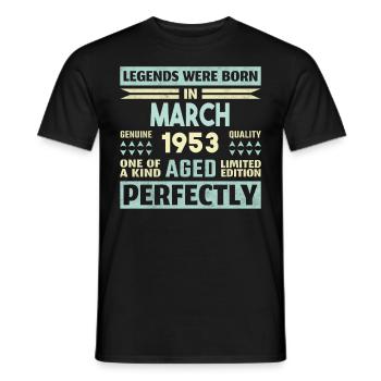 71. Geburtstag März Jahrgang 1953 Geschenkidee - Männer T-Shirt - Schwarz - Vorne - AI Model Male 178 light (178cm)