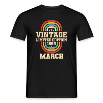 72. Geburtstag März Jahrgang 1952 Geschenkidee - Männer T-Shirt - Schwarz - Vorne - AI Model Male 178 light (178cm)