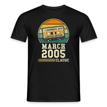 19th Birthday March Vintage 2005 Gift Idea - Men's T-Shirt - black - Front - AI Model Male 178 light (178cm)