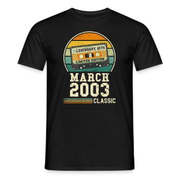21ème anniversaire mars millésime 2003 idée cadeau - T-shirt homme - noir - Devant - AI Model Male 178 light (178cm)