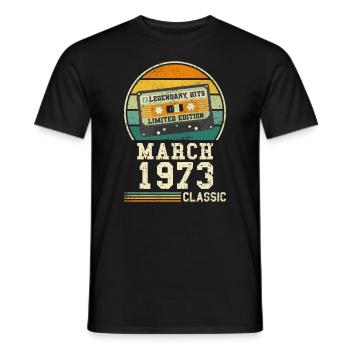 51. Geburtstag März Jahrgang 1973 Geschenkidee - Männer T-Shirt - Schwarz - Vorne - AI Model Male 178 light (178cm)