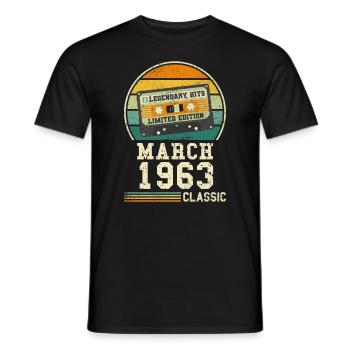 61. Geburtstag März Jahrgang 1963 Geschenkidee - Männer T-Shirt - Schwarz - Vorne - AI Model Male 178 light (178cm)