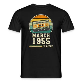 69th Birthday March Vintage 1955 Gift Idea - Men's T-Shirt - black - Front - AI Model Male 178 light (178cm)