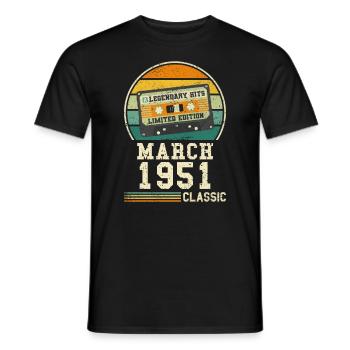 73. Geburtstag März Jahrgang 1951 Geschenkidee - Männer T-Shirt - Schwarz - Vorne - AI Model Male 178 light (178cm)
