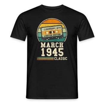 79. Geburtstag März Jahrgang 1945 Geschenkidee - Männer T-Shirt - Schwarz - Vorne - AI Model Male 178 light (178cm)