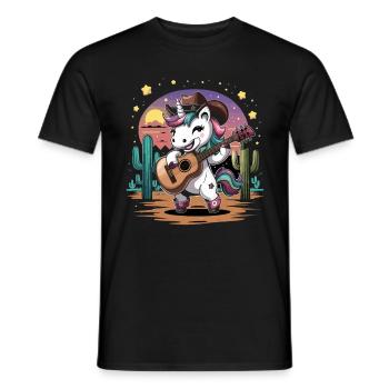 Country-Musik Einhorn mit Gitarre Western - Männer T-Shirt - Schwarz - Vorne - AI Model Male 178 light (178cm)