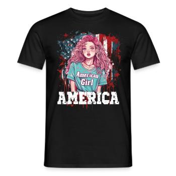 Patriotisches Amerikanisches Mädchen USA für - Männer T-Shirt - Schwarz - Vorne - AI Model Male 178 light (178cm)